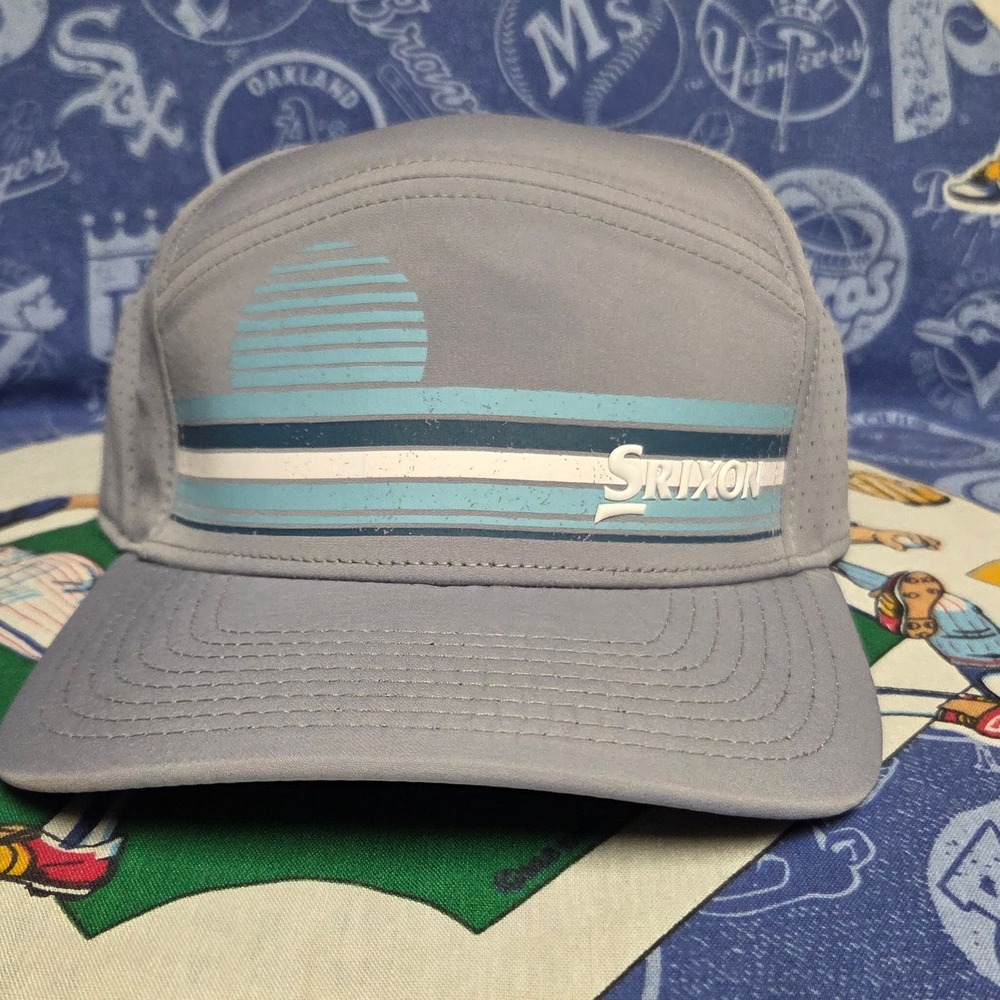 Srixon Hat Mens One Size Gray 6 Panel Breathable Adjustable Snapback Golf Cap